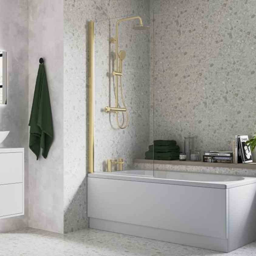 Camden Brushed Brass Single Straight Bath Screen